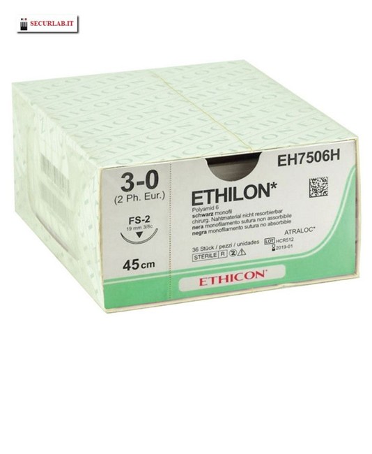 Sutura monofilamento ago 19 mm  Ethilon Sutura monofilamento ago 19 mm  Ethilon