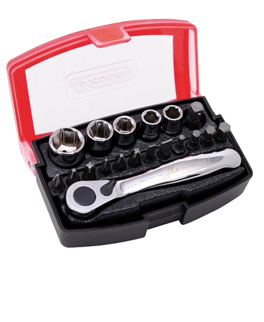 Set cricchetto con inserti e bussole in acciaio Kravm Set cricchetto con inserti e bussole in acciaio Kravm