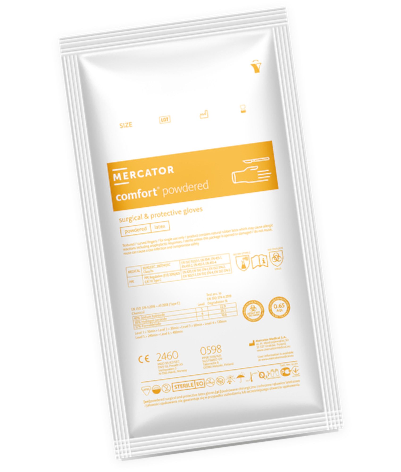 guanti chirurgici elastici sterili Mercator Comfort Powdered