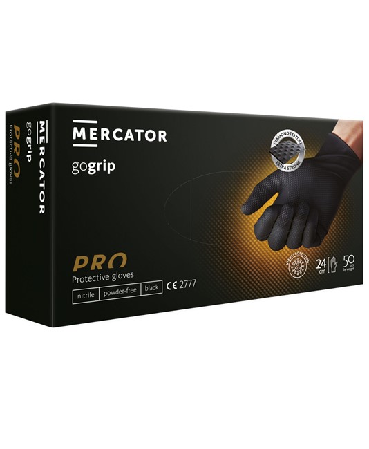 guanti monouso robusti in nitrile Mercator Gogrip black in offerta guanti monouso robusti in nitrile Mercator Gogrip black in offerta
