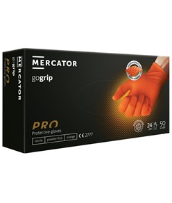 guanti monouso robusti in nitrile Mercator Gogrip orange