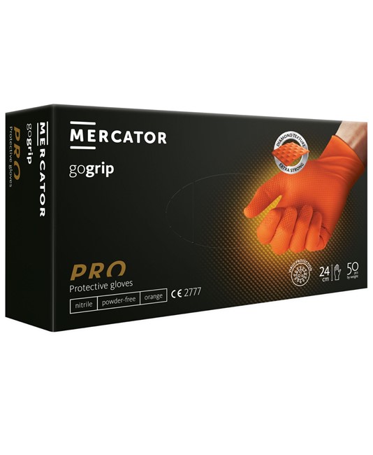 guanti monouso robusti in nitrile Mercator Gogrip Orange in offerta guanti monouso robusti in nitrile Mercator Gogrip Orange in offerta