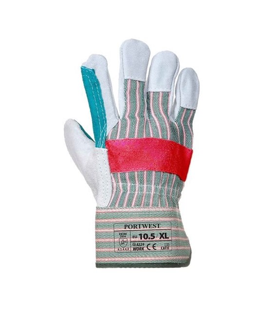 Guanti da lavoro in pelle martellata e cotone Portwest A229 Chrome Rigger Guanti da lavoro in pelle martellata e cotone Portwest A229 Chrome Rigger