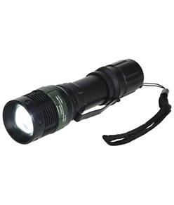 Torcia multiuso a batterie. Lampada led CREE da 180 lumen. Clip per cintura e laccio per polsino.