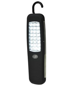 Torcia da ispezione multiuso a batterie. 24 LED, 70 lumen. Dotata di gancio e calamita.