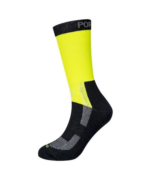 Calza alta visibilità traspirante. Punta e tallone rinforzati Calza alta visibilità traspirante. Punta e tallone rinforzati