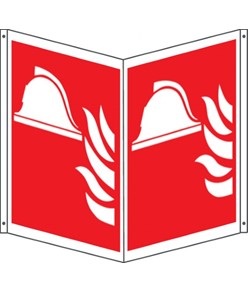Cartello bifacciale con simbolo 'presidio antincendio'