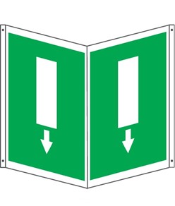 Cartello bifacciale con simbolo 'uscita di emergenza'