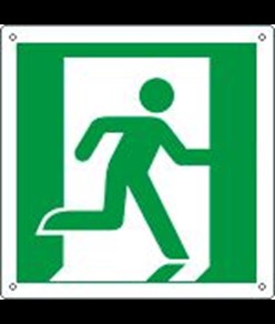 Cartello con simbolo 'uscita di emergenza a destra'