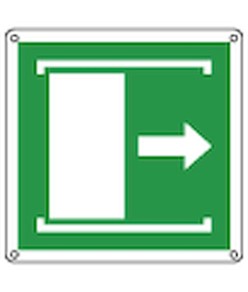 Cartello con simbolo 'porta scorrevole apertura destra'