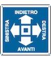 Cartello con frecce 'indietro-destra-avanti-sinistra' in alluminio