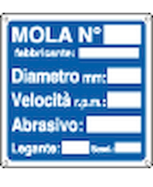 Cartello con scritta 'mola N°__' Cartello con scritta 'mola N°__'