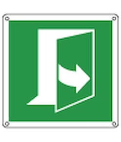 Cartello di emergenza con simbolo 'tirare verso destra'