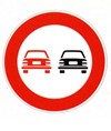 Cartello 'divieto di sorpasso' in lamiera, classe 2 con diametro 60 cm