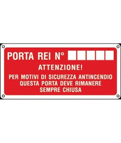 etichette adesive 'porta rei N°' sicurezza antincendio