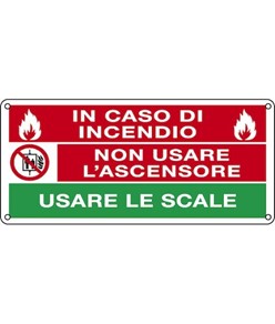 etichette adesive 'in caso di incendio non usare l'ascensore, usare le scale'