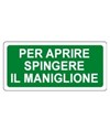 etichette adesive 'per aprire spingere il maniglione'