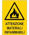 Cartello 'attenzione materiali infiammabili' Cartello 'attenzione materiali infiammabili'