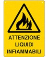 Cartello 'attenzione liquidi infiammabili' Cartello 'attenzione liquidi infiammabili'