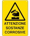 Cartello 'attenzione sostanze corrosive' Cartello 'attenzione sostanze corrosive'