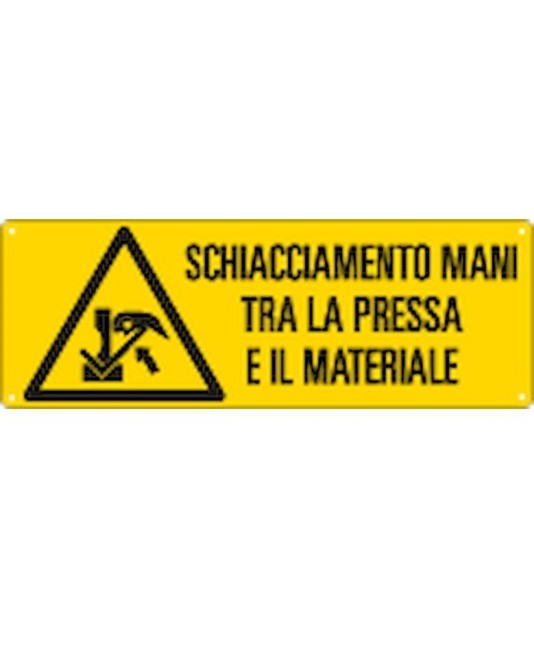 Cartello 'schiacciamento mani tra la pressa e il materiale' Cartello 'schiacciamento mani tra la pressa e il materiale'