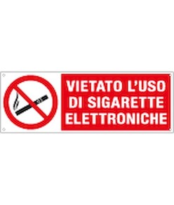 etichette adesive 'vietato l'uso di sigarette elettroniche', dimensioni 350x125mm