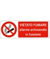 etichette adesive  vietato fumare allarme antincendio in funzione