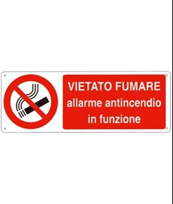 etichette adesive  vietato fumare allarme antincendio in funzione