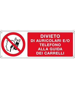 etichette adesive  di auricolari e/o telefono alla guida dei carrelli