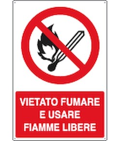 Cartello in alluminio  Vietato fumare e usare fiamme libere