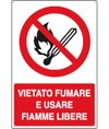 Cartello in alluminio Vietato fumare e usare fiamme libere Cartello in alluminio Vietato fumare e usare fiamme libere