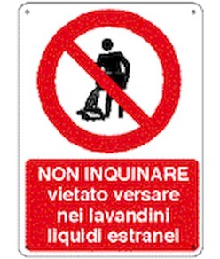 Cartello  non inquinare vietato versare nei lavandini liquidi estranei