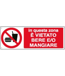 etichette adesive  'in questa zona è vietato bere e/o mangiare