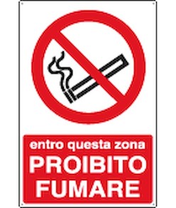 Cartello 'entro questa zona proibito fumare'
