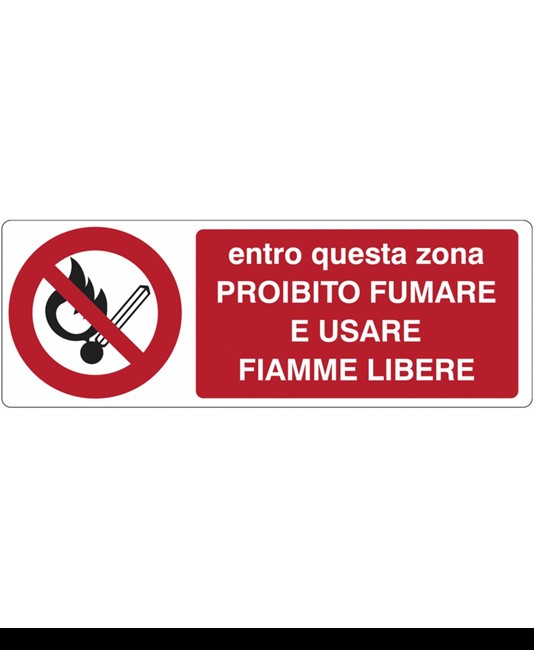 etichette adesive 'entro questa zona proibito fumare e usare fiamme libere'