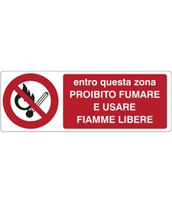 etichette adesive 'entro questa zona proibito fumare e usare fiamme libere'