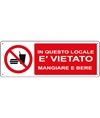 etichette adesive  in questo locale è vietato mangiare e bere