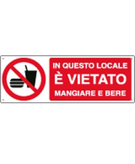 Cartello in questo locale è vietato mangiare e bere Cartello in questo locale è vietato mangiare e bere