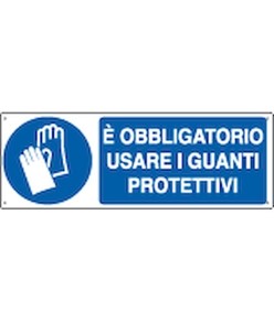 Cartello  è obbligatorio usare i Guanti da lavoro protettivi