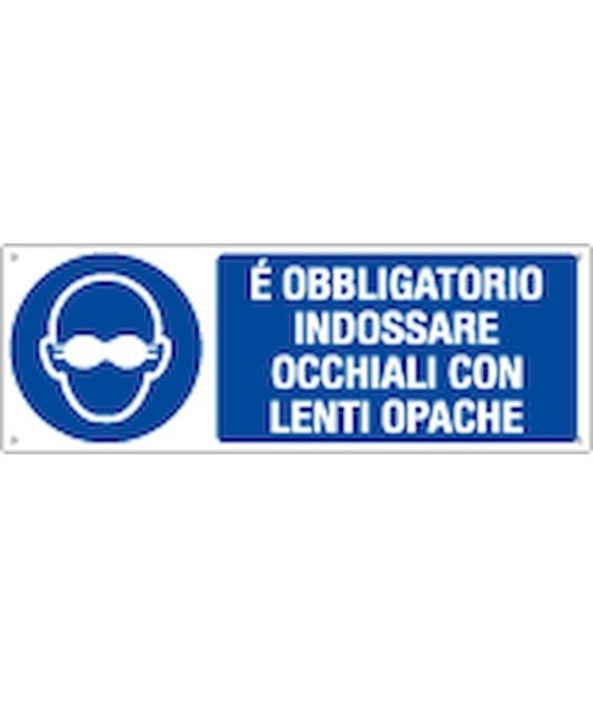 Cartello è obbligatorio indossare occhiali con lenti opache Cartello è obbligatorio indossare occhiali con lenti opache