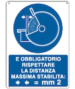 Cartello  è obbligatorio rispettare la distanza massima stabilita = mm 2
