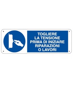 Confezione 5 etichette adesive 'togliere tensione prima di iniziare riparazioni o lavori'