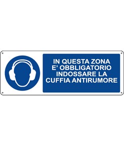 etichette adesive dimensioni 350x125mm  in questa zona è obbligatorio indossare la cuffia antirumore