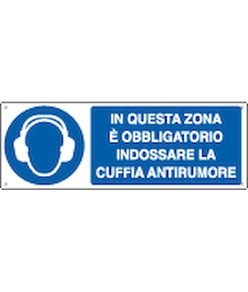 Cartello  in questa zona è obbligatorio indossare la cuffia antirumore