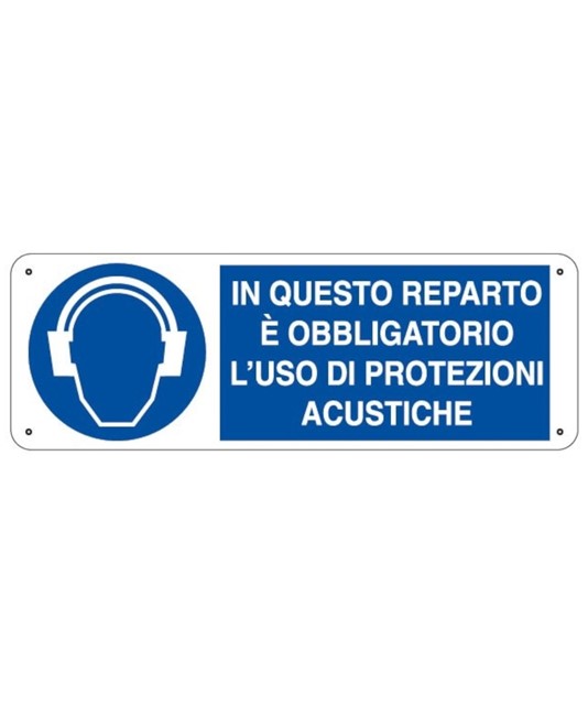 Cartello in questo reparto è obbligatorio l'uso di protezioni acustiche Cartello in questo reparto è obbligatorio l'uso di protezioni acustiche