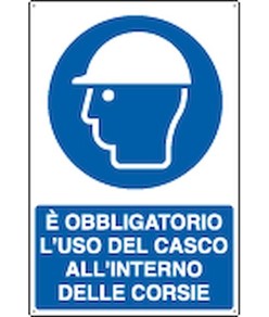 Cartello  è obbligatorio l'uso del casco all'interno delle corsie