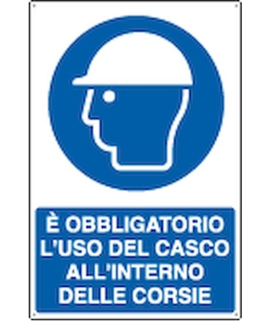 Cartello è obbligatorio l'uso del casco all'interno delle corsie Cartello è obbligatorio l'uso del casco all'interno delle corsie