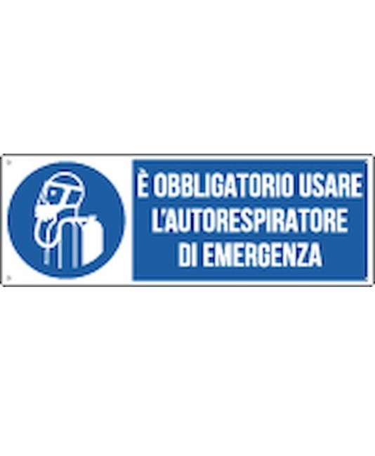 Cartello è obbligatorio usare l'autorespiratore di emergenza Cartello è obbligatorio usare l'autorespiratore di emergenza
