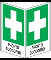 Cartello bifacciale con simbolo 'pronto soccorso'