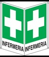 Cartello bifacciale con simbolo 'infermeria'